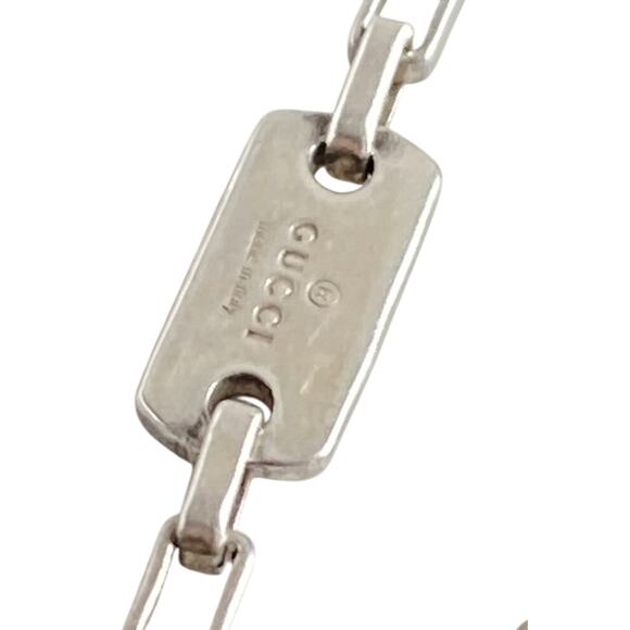 Authentic Gucci Pendant Necklace Mark Plate Rectangle Silver 19" - Picture 6 of 9